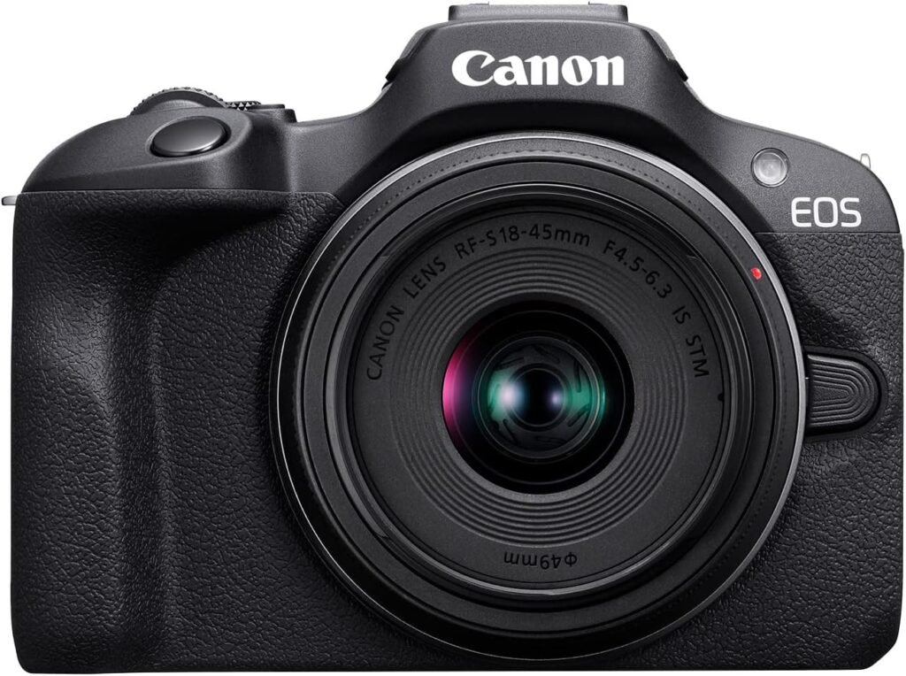 Canon EOS R100 RF-S18-45mm F4.5-6.3 is STM  RF-S55-210mm F5-7.1 is STM Lens Kit, Mirrorless Camera, RF Mount, 24.1 MP, Continuous Shooting, Full HD Video, 4K, Lightweight, Wi-Fi, Content Creation