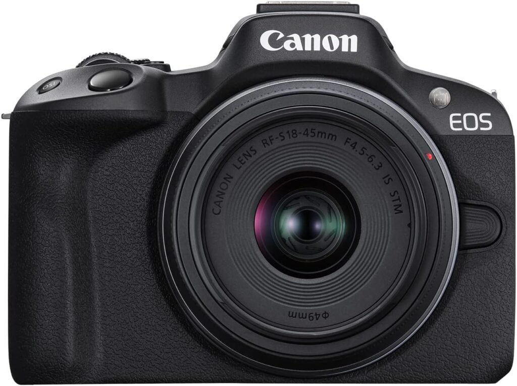 Canon EOS R50 Mirrorless Vlogging Camera (Black) w/RF-S18-45mm F4.5-6.3 is STM Lens, 24.2 MP, 4K Video, Subject Detection  Tracking, Compact, Smartphone Connection, Content Creator