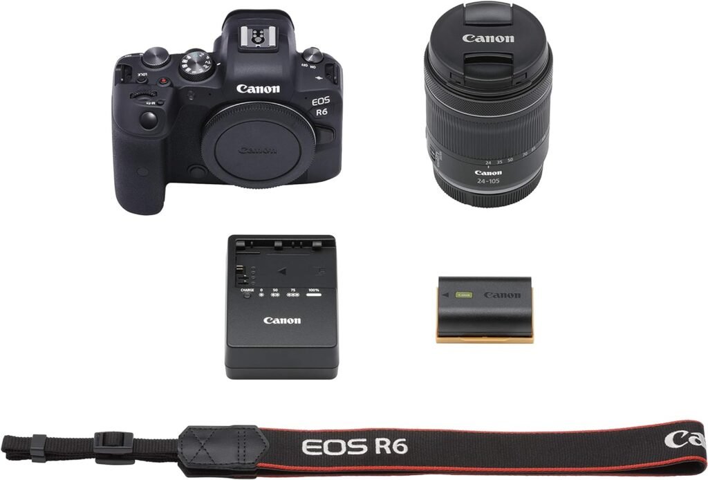 Canon EOS R6 Full-Frame Mirrorless Camera with 4K Video, Full-Frame CMOS Senor, DIGIC X Image Processor, Dual UHS-II SD Memory Card Slots, and Up to 12 fps with Mechnical Shutter, Body Only, Black