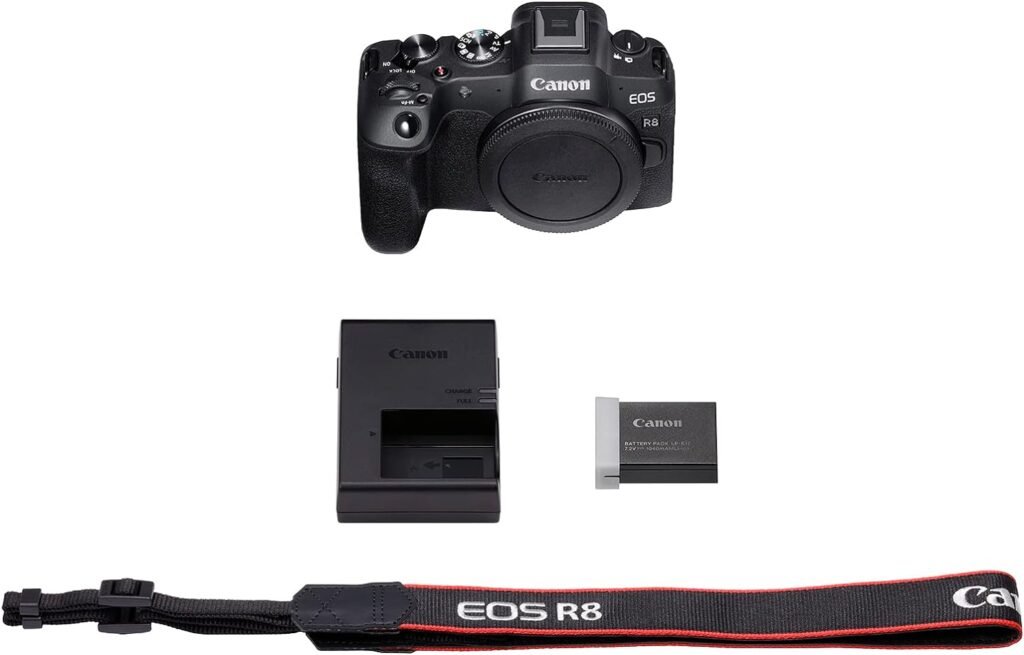 Canon EOS R8 Content Creator Kit, Full-Frame Mirrorless Camera, RF Mount, 24.2 MP, 4K Video, DIGIC X Image Processor, Compact, Lightweight, Smartphone Connection, Tripod Grip, Stereo Microphone