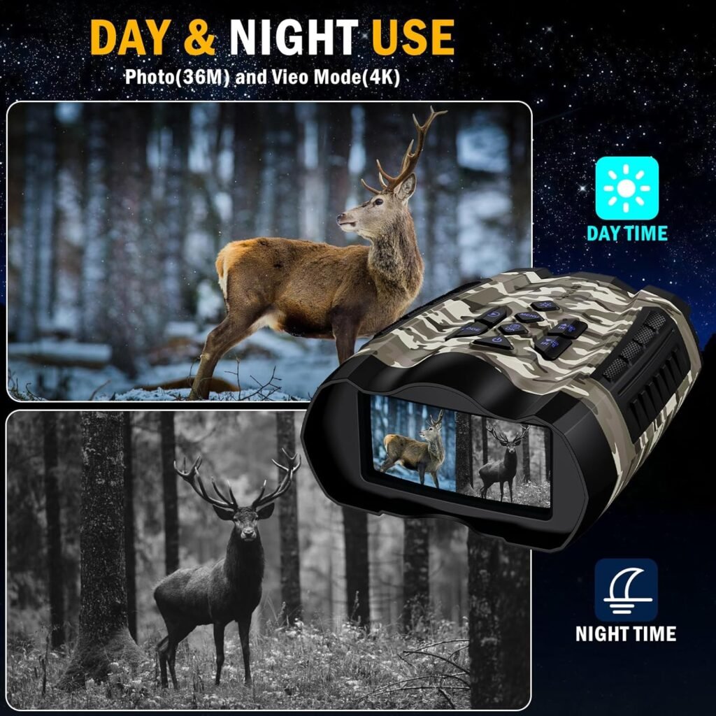 Upgraded Night Vision Goggles, 4K Infrared Digital Binoculars,4000mAH Rechargeable Night-Vision Scope for Darkness,32GB Card for Photo and Video, 10X Digital Zoom for Hunting Surveillance