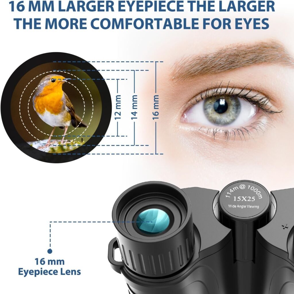 Binoculars 15x25 for Adults,Waterproof Binoculars with Low Light Night Vision, Durable  Clear Binoculars for Sightseeing,Concerts and Bird Watching