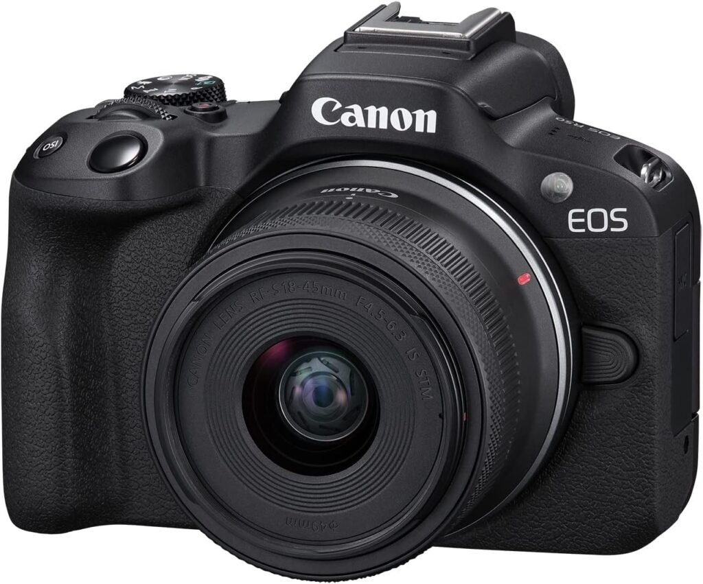 Canon EOS R50 Mirrorless Vlogging Camera (Black) w/RF-S18-45mm F4.5-6.3 is STM  RF-S55-210mm F5-7.1 is STM Lenses, 24.2 MP, 4K Video, Subject Detection  Tracking, Compact, Smartphone Connection