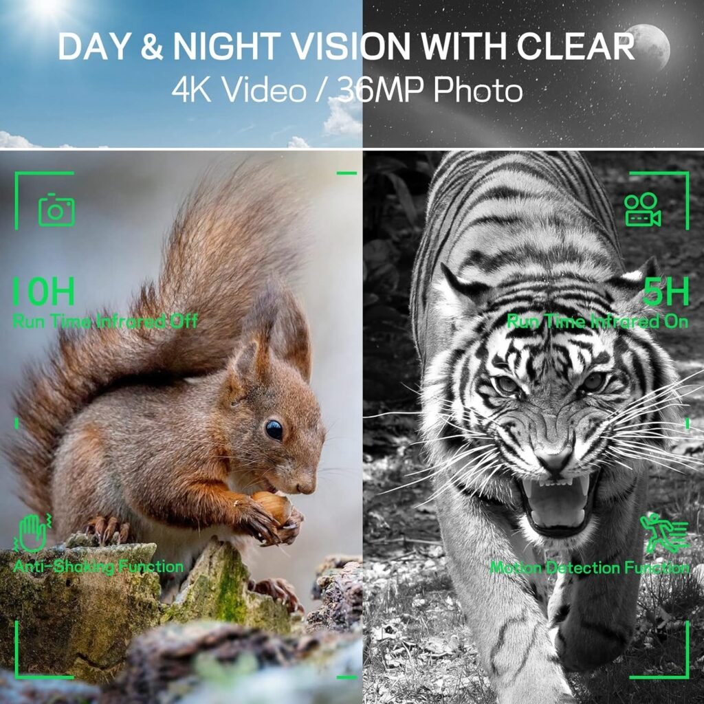 Night Vision Goggles for Hunting, 4K Infrared Night Vision Binoculars with Rechargeable Battery and Anti-Shake Motion Detection for Surveillance Tactical Gear