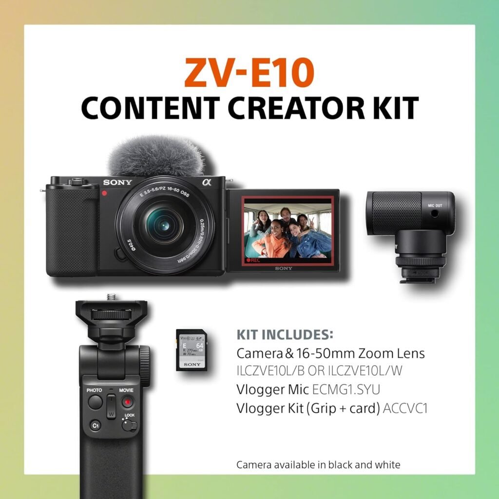 Sony Alpha ZV-E10 - APS-C Interchangeable Lens Mirrorless Vlog Camera Kit - White