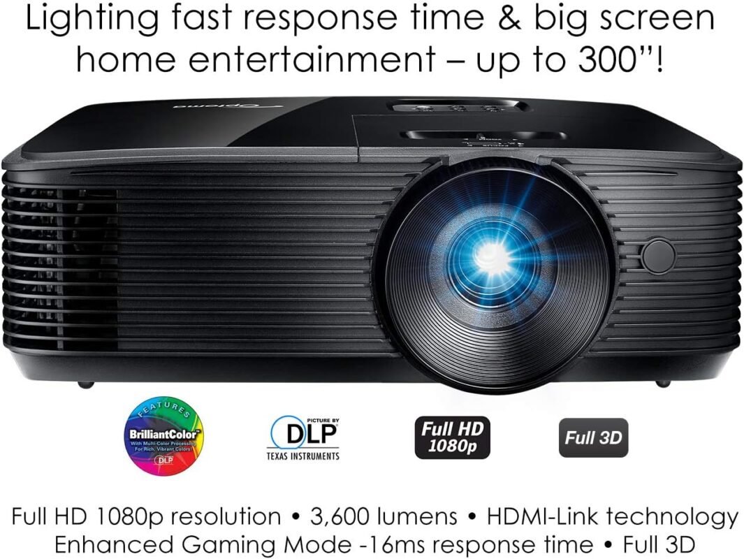 Optoma HD146X High Performance Projector for Movies  Gaming | Bright 3600 Lumens | DLP Single Chip Design | Enhanced Gaming Mode 16ms Response Time