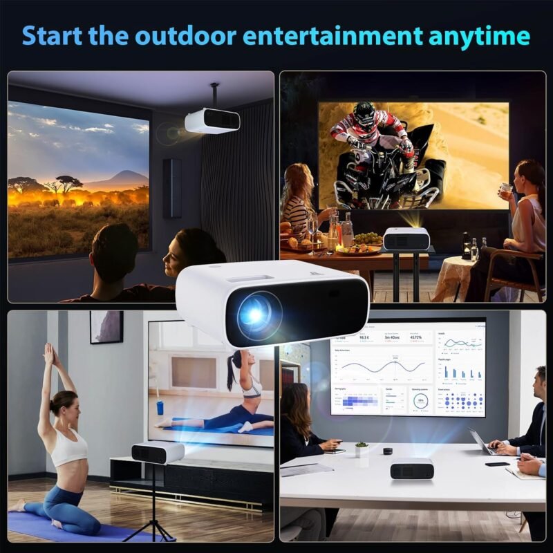 Projector, Native 1080P Projector with WiFi and Bluetooth, 15000 Lumen Portable Outdoor Movie Mini Projector Compatible with iOS/Android/Laptop/HDMI/PC/TV Stick/USB