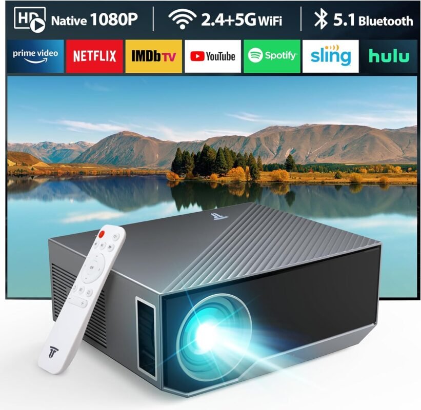 Projector with Wifi and Bluetooth, ZDK 16000 Lumen Native 1080P Full HD Outdoor Indoor Portable Movie 4K Video Projector for Bedroom laptop Iphone iOS/Android/TV Stick